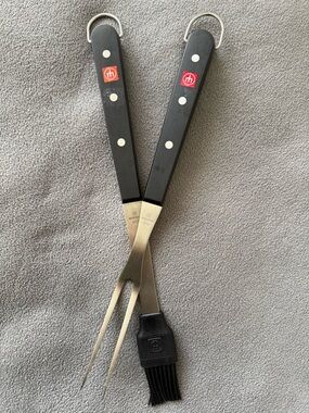 Wusthof Pair of Stainless Steel Utensil Handles with Black Tops